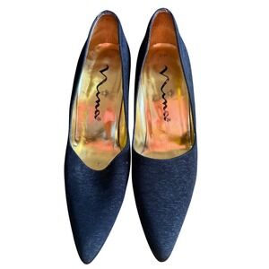 Vintage Nina Classic Black Fabric Pointed Toe Stiletto Heel Pumps Women Size 8 M